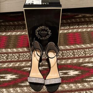 Black Women's Heels with Silver Accents